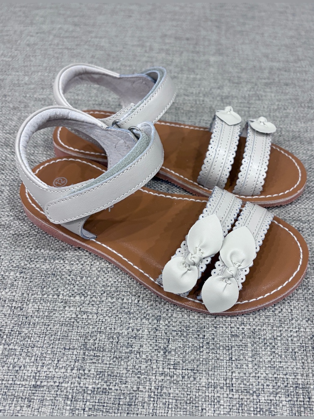 Girls Gray Bow-Strap Sandals - Kids NWOT